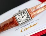 TW Factory Cartier Tank Must 33.7*25.5/29.5*22MM Stainless Steel 751 Movement Calfskin Black/Red/Orange Strap Watch